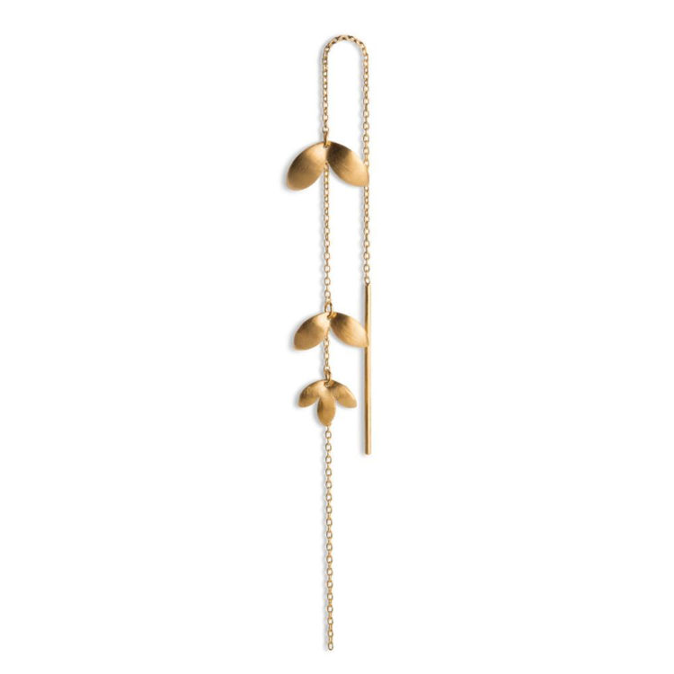 Chain earring 3 leaves guld