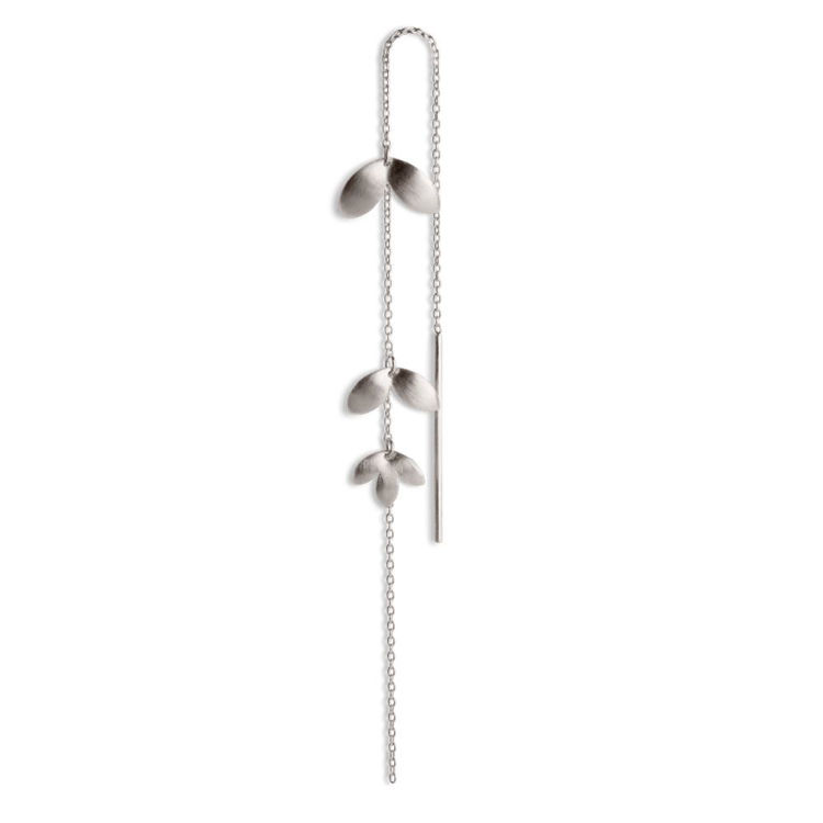 Chain earring 3 leaves sølv