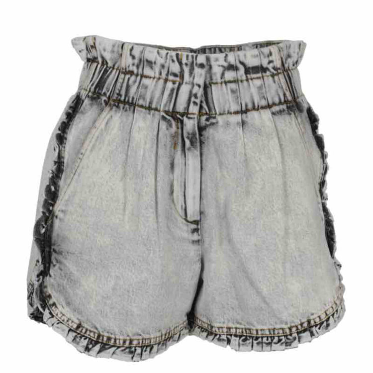 denim ruffle shorts