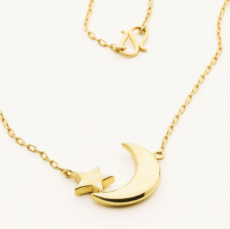 Moon and star necklace big