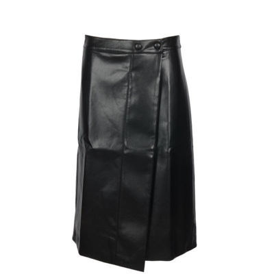 Faux leather wrap skirt