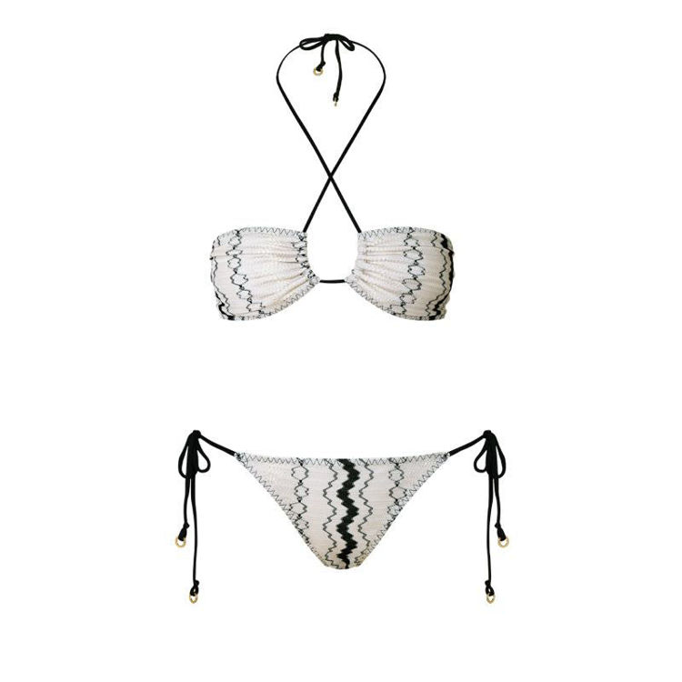 give lys pære eventyr Hanne Bloch WS22-102-BW string badjustable bikini sort/hvid online hos  Milium