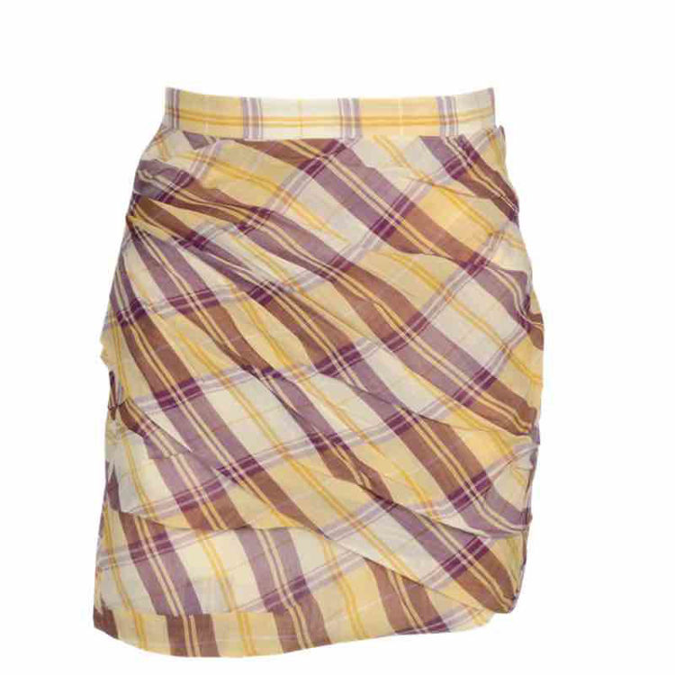 Isabel Marant Etoilé Birdy draped mini skirt. Kort ternet nederdel gul fragt