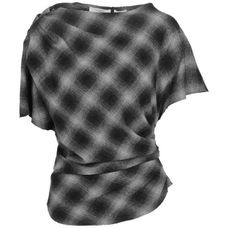 anspændt Dekorative aktivering Isabel Marant Etoilé Neyela ternet plaid top off shoulder i khaki eller grå