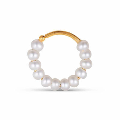 row pearl twist earring gold