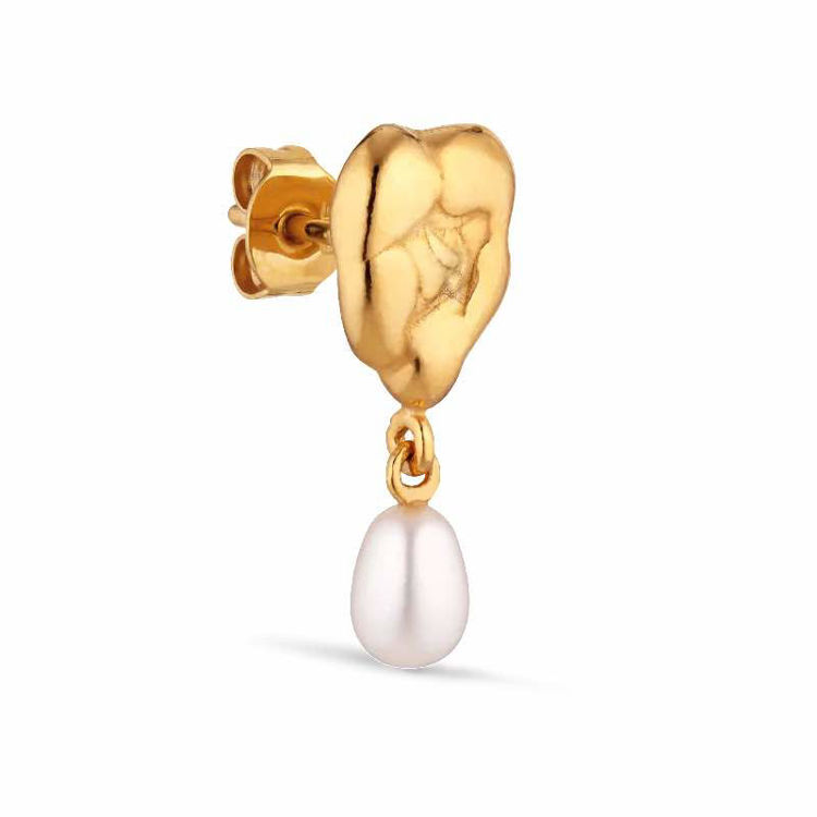 drippy earstud pearl gold