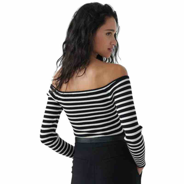 stribet bluse off shoulder
