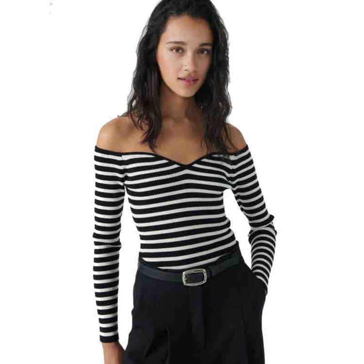 stribet bluse off shoulder