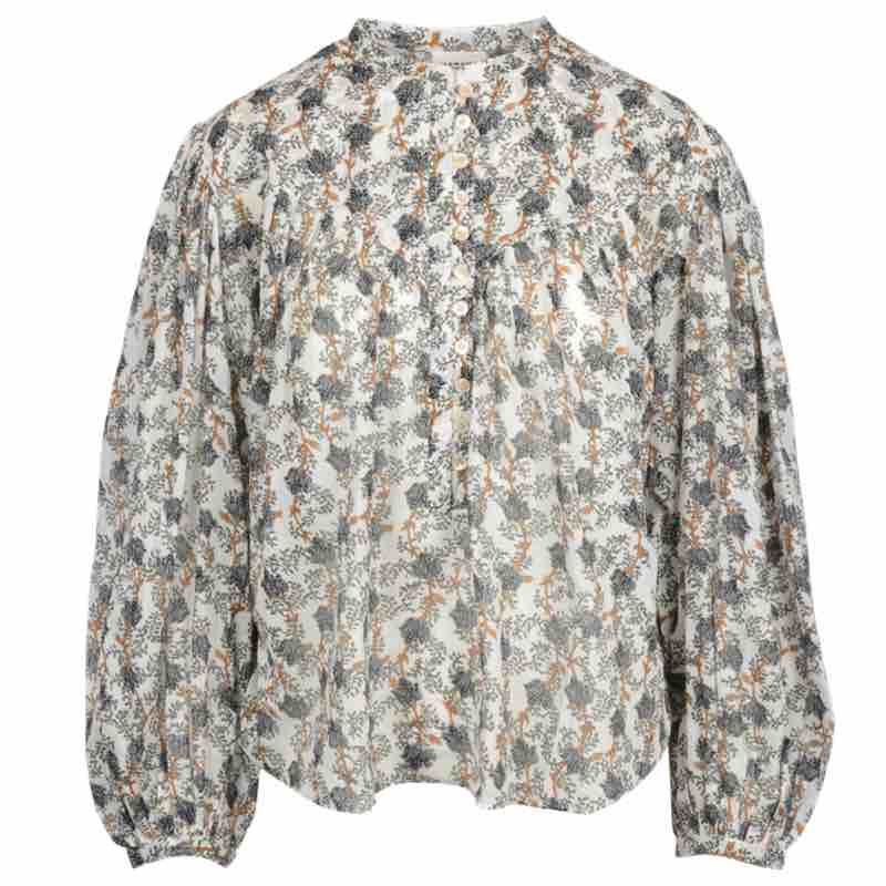 Isabel Marant Etoilé Salika shirt. Blomsterprintet skjorte en flor cotton voil kvalitet med puffy