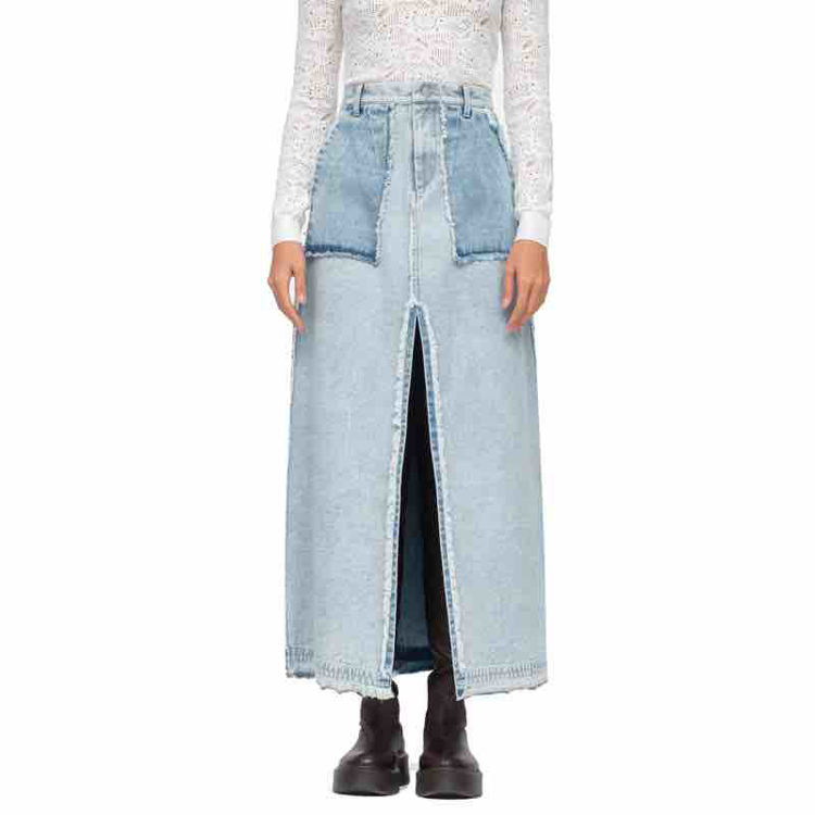 denim frayed skirt