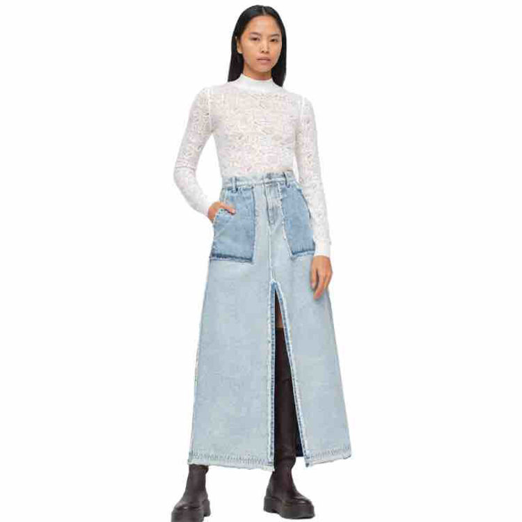 denim frayed skirt