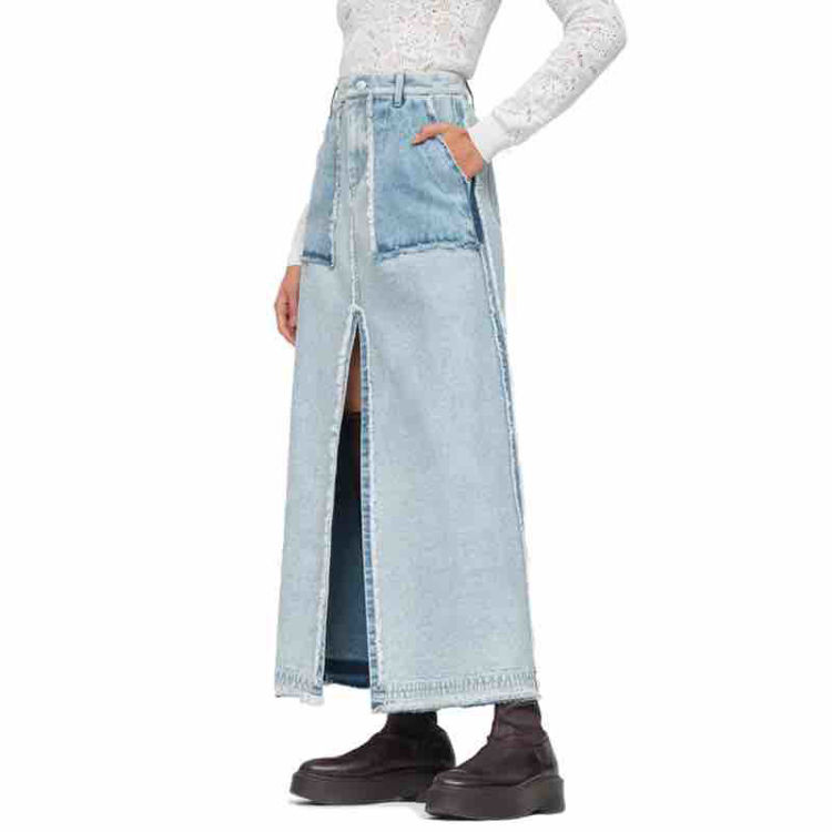 denim frayed skirt