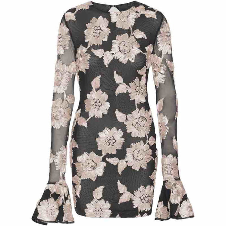 flower mesh mini dress