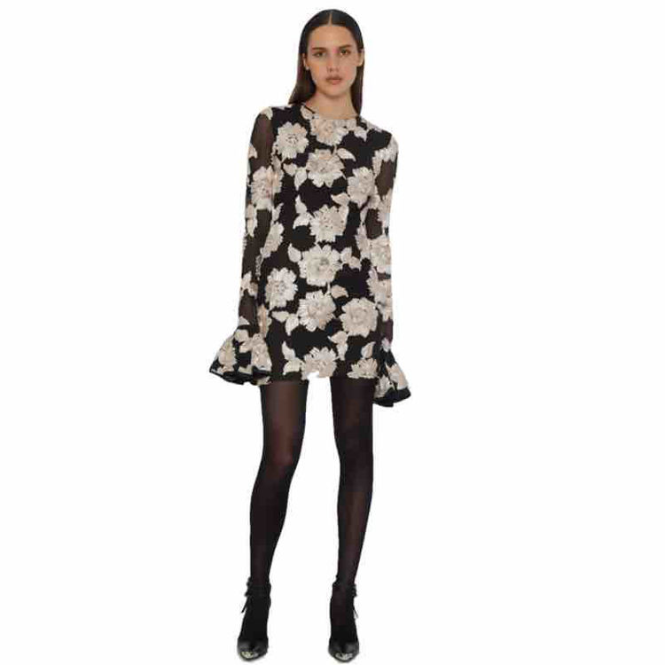 flower mesh mini dress