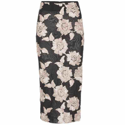 flower mesh midi skirt
