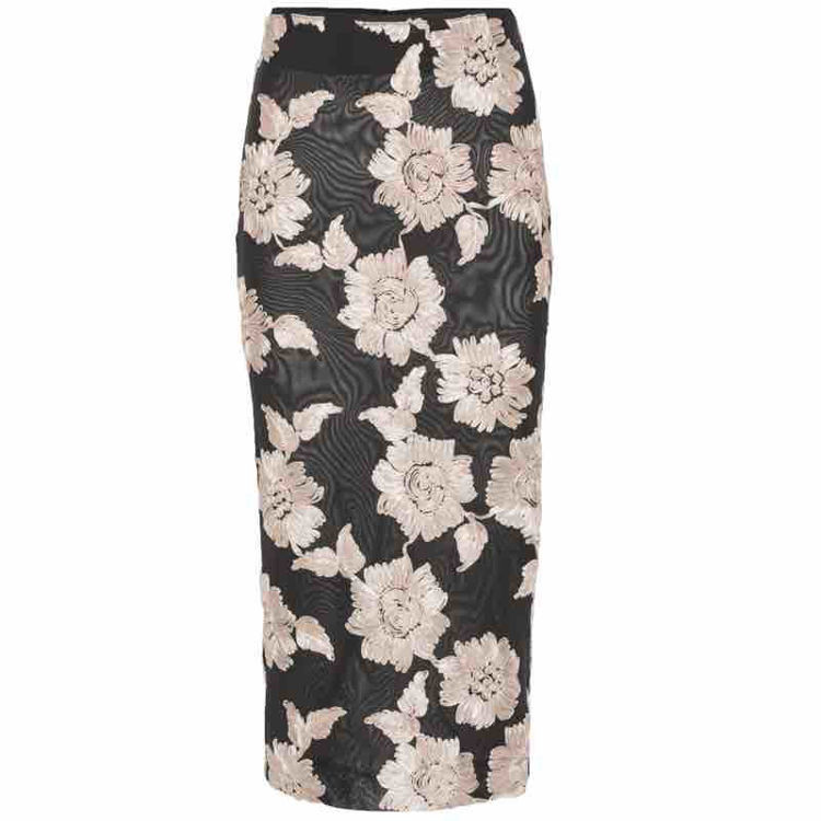 flower mesh midi skirt