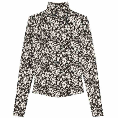 rullekrave bluse i print