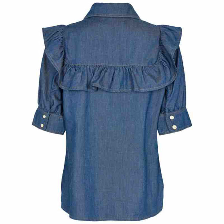 denim skjorte med flæse