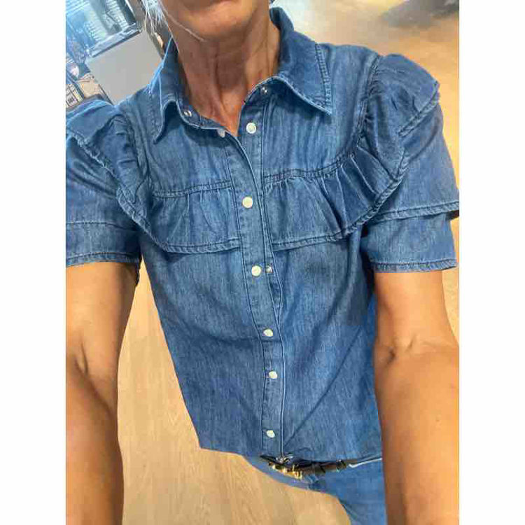 denim skjorte med flæse