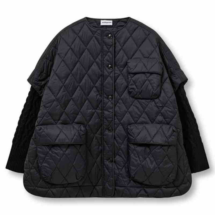 quilted jacket med strik ærme