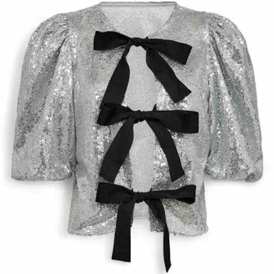 sequin bow bluse