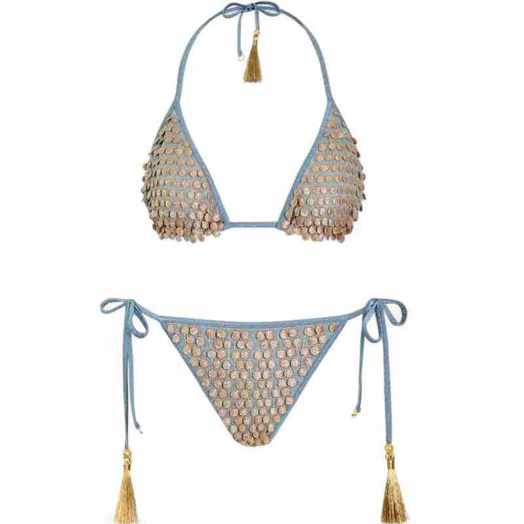 pom pom triangle bikini