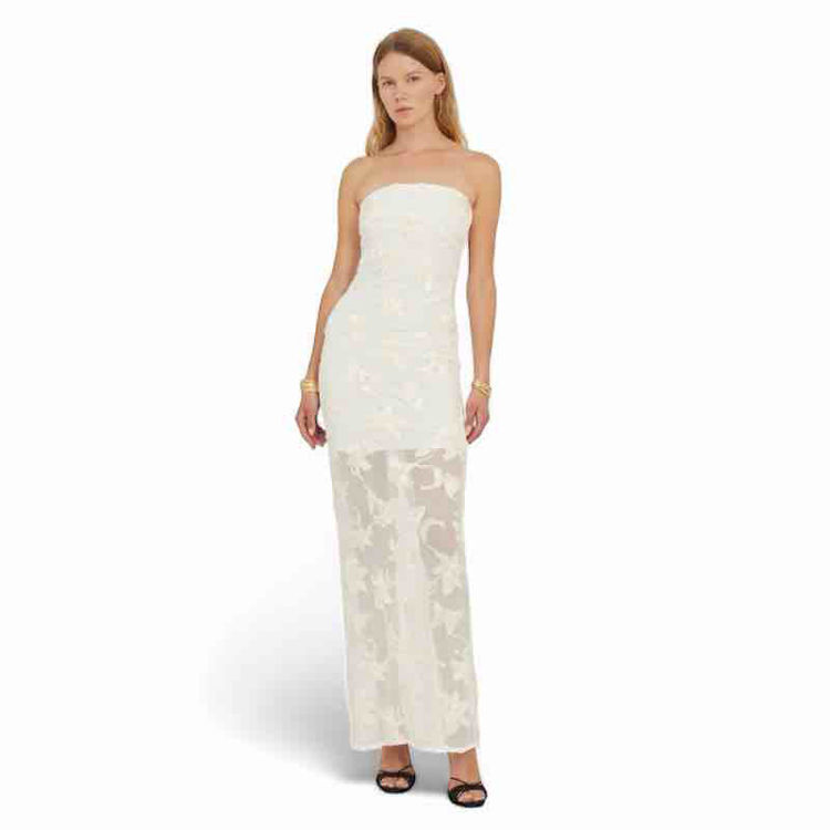 flower mesh tube long dress