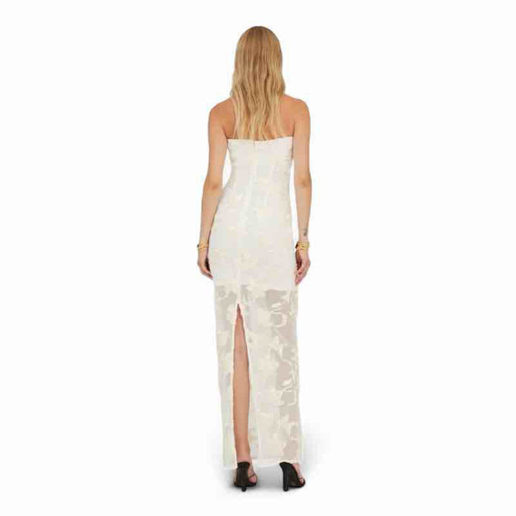 flower mesh tube long dress