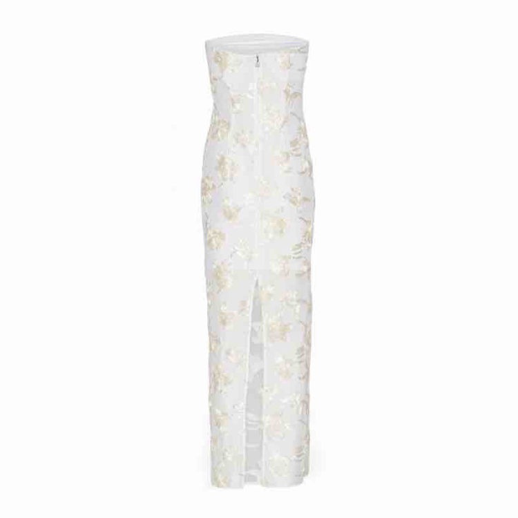 flower mesh tube long dress