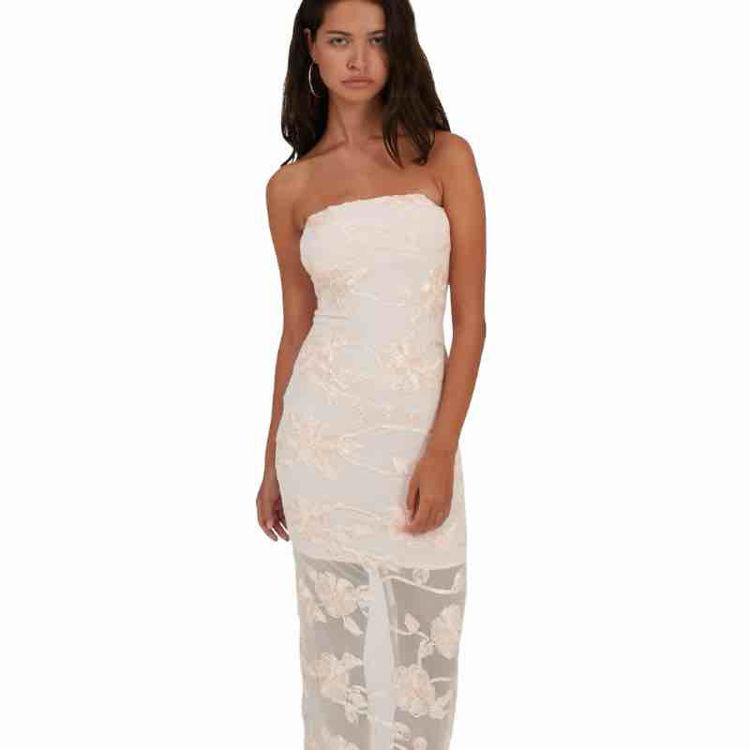 flower mesh tube dress