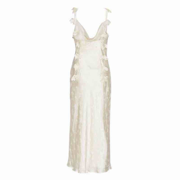 satin midi dress flower