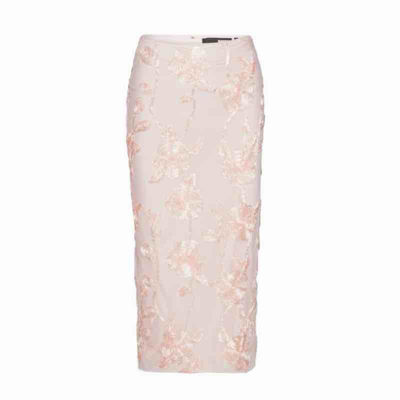 flower mesh pencil skirt