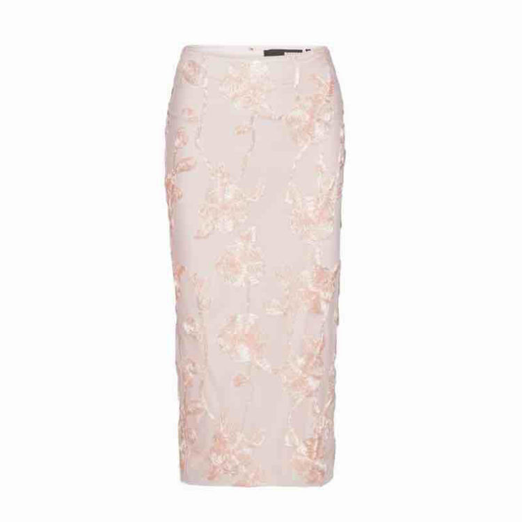flower mesh pencil skirt