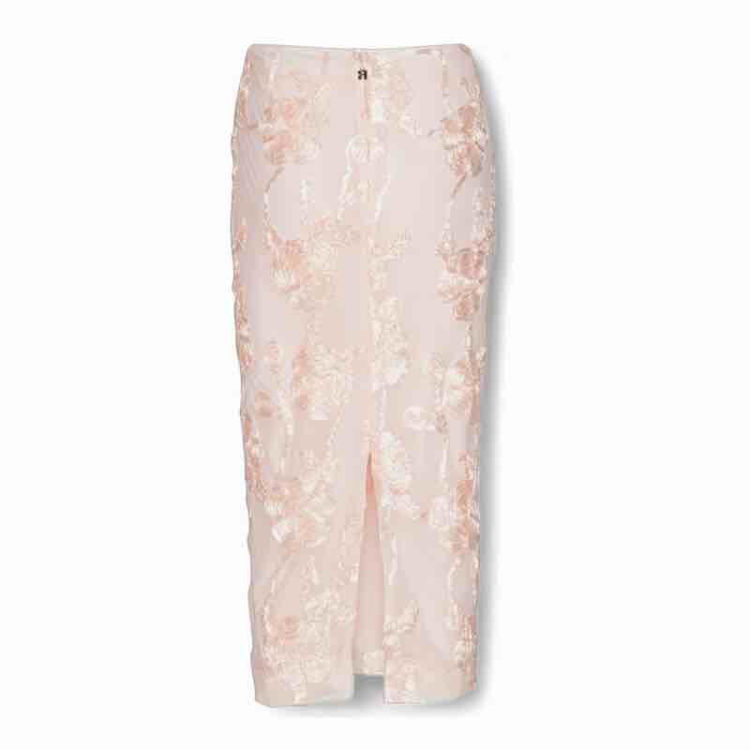 flower mesh pencil skirt