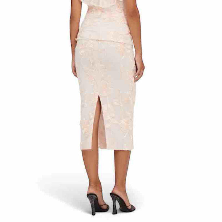 flower mesh pencil skirt