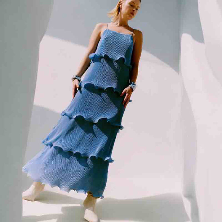 ruffle long dress