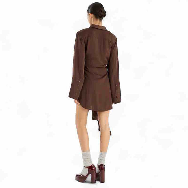 satin tie shirt dress