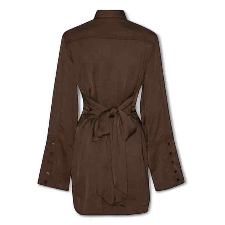 satin tie shirt dress