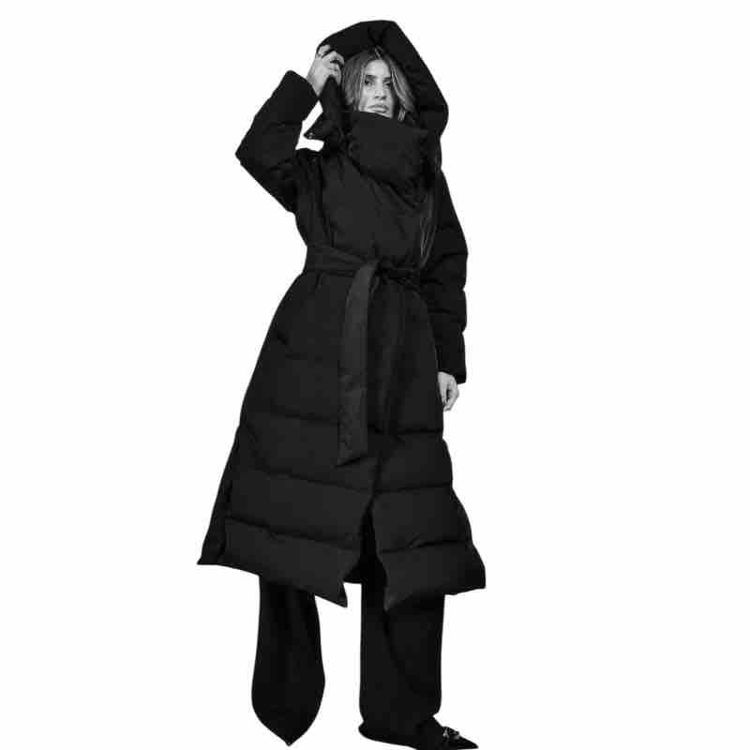 dunjakke lang med krave