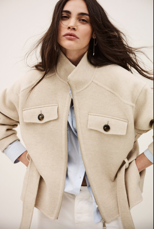 jakke kort med bindebånd